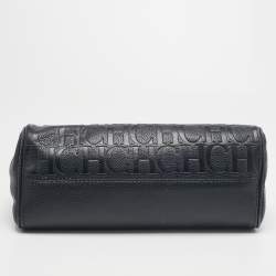 Pre Owned CH Carolina Herrera Navy Blue Leather Minuetto Flap Top Handle Bag