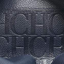 Pre Owned CH Carolina Herrera Navy Blue Leather Minuetto Flap Top Handle Bag