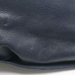 Pre Owned CH Carolina Herrera Navy Blue Leather Minuetto Flap Top Handle Bag