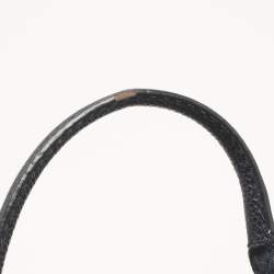 Pre Owned CH Carolina Herrera Navy Blue Leather Minuetto Flap Top Handle Bag