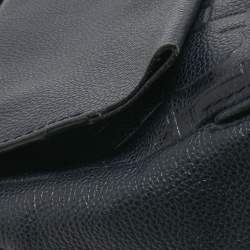 Pre Owned CH Carolina Herrera Navy Blue Leather Minuetto Flap Top Handle Bag