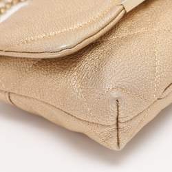 Pre Owned CH Carolina Herrera Metallic Gold Quilted Leather Chain Crossbody Bag