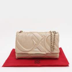 Pre Owned CH Carolina Herrera Metallic Gold Quilted Leather Chain Crossbody Bag
