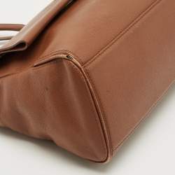 Pre Owned CH Carolina Herrera Brown Leather Minuetto Flap Top Handle Bag