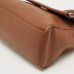 Pre Owned CH Carolina Herrera Brown Leather Minuetto Flap Top Handle Bag