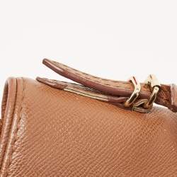 Pre Owned CH Carolina Herrera Brown Leather Minuetto Flap Top Handle Bag