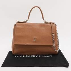 Pre Owned CH Carolina Herrera Brown Leather Minuetto Top Handle Bag