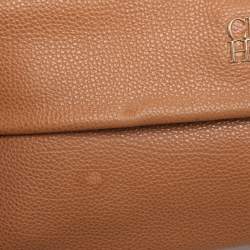 Pre Owned CH Carolina Herrera Brown Leather Minuetto Top Handle Bag