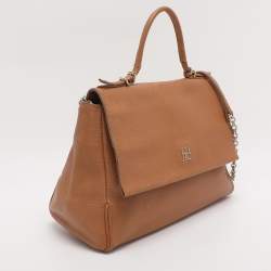 Pre Owned CH Carolina Herrera Brown Leather Minuetto Top Handle Bag