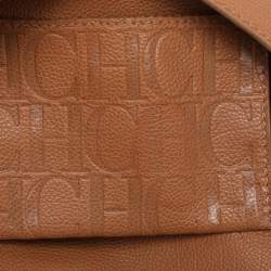 Pre Owned CH Carolina Herrera Brown Leather Minuetto Top Handle Bag