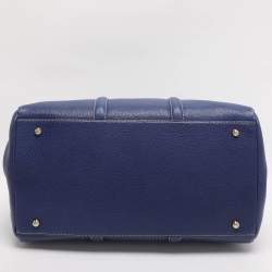 Pre Owned CH Carolina Herrera Blue Grained Leather Matteo Tote