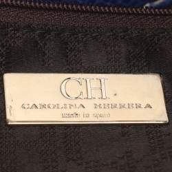 Pre Owned CH Carolina Herrera Blue Grained Leather Matteo Tote