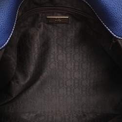Pre Owned CH Carolina Herrera Blue Grained Leather Matteo Tote