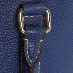 Pre Owned CH Carolina Herrera Blue Grained Leather Matteo Tote