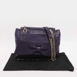 Pre Owned CH Carolina Herrera Purple Monogram Embossed Leather Audrey Shoulder Bag
