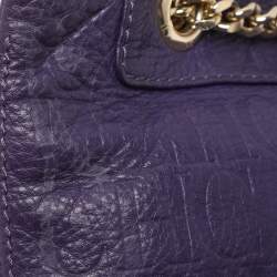 Pre Owned CH Carolina Herrera Purple Monogram Embossed Leather Audrey Shoulder Bag