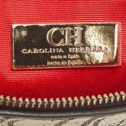 Pre Owned CH Carolina Herrera Beige/Brown Monogram Canvas Continental Pouch