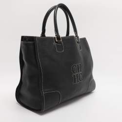 Pre Owned CH Carolina Herrera Black Leather Tote