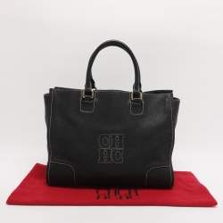 Pre Owned CH Carolina Herrera Black Leather Tote