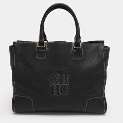 Pre Owned CH Carolina Herrera Black Leather Tote