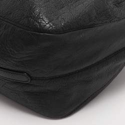 Pre Owned CH Carolina Herrera Black Monogram Embossed Leather Belt Tote