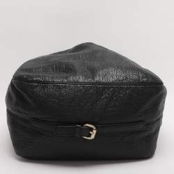 Pre Owned CH Carolina Herrera Black Monogram Embossed Leather Belt Tote