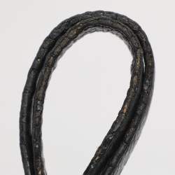 Pre Owned CH Carolina Herrera Black Monogram Embossed Leather Belt Tote