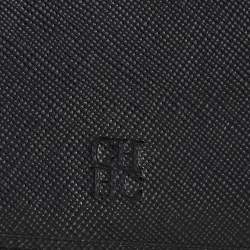 Pre Owned CH Carolina Herrera Black Leather Logo Embossed Trifold Wallet