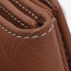 Pre Owned CH Carolina Herrera Brown Monogram Leather Matryoshka Lock Compact Wallet