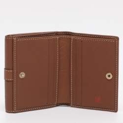 Pre Owned CH Carolina Herrera Brown Monogram Leather Matryoshka Lock Compact Wallet