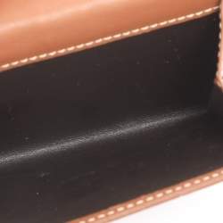 Pre Owned CH Carolina Herrera Brown Monogram Leather Matryoshka Lock Compact Wallet