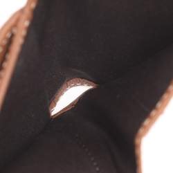 Pre Owned CH Carolina Herrera Brown Monogram Leather Matryoshka Lock Compact Wallet