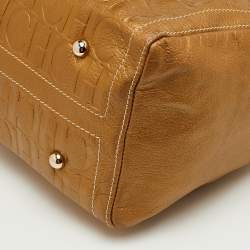 Pre Owned CH Carolina Herrera Metallic Gold Monogram Embossed Leather Large Andy Boston Bag