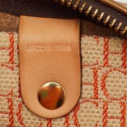 Pre Owned CH Carolina Herrera Metallic Gold Monogram Embossed Leather Large Andy Boston Bag