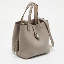 Pre Owned CH Carolina Herrera Light Grey Leather Matryoshka Locked XS Bag