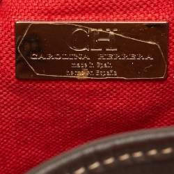 مملوكة مسبقًا حقيبة باكيت حبل سي إتش كارولينا هيريرا جلد وقماش مونوغرام بني/بيج