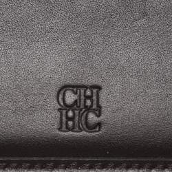 Pre Owned CH Carolina Herrera Beige/Red Canvas and Leather Continental Wallet