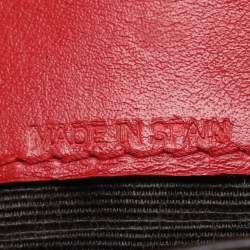 Pre Owned CH Carolina Herrera Beige/Red Canvas and Leather Continental Wallet
