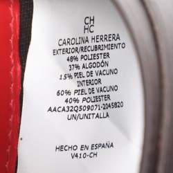 Pre Owned CH Carolina Herrera Beige/Red Canvas and Leather Continental Wallet