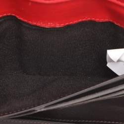 Pre Owned CH Carolina Herrera Beige/Red Canvas and Leather Continental Wallet