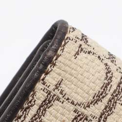 Pre Owned CH Carolina Herrera Beige/Red Canvas and Leather Continental Wallet
