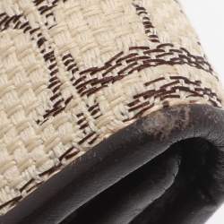 Pre Owned CH Carolina Herrera Beige/Red Canvas and Leather Continental Wallet