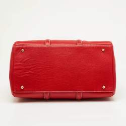 Pre Owned CH Carolina Herrera Red Grained Leather Matteo Tote