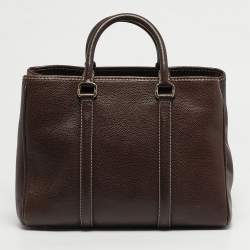 مملوكة مسبقًا CH Carolina Herrera Matteo Medium Dark Brown Leather Tote