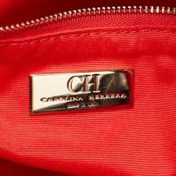 مملوكة مسبقًا حقيبة كتف سي إتش كارولينا هيريرا جلد مبطن أزرق بحري بقلاب وسلسلة