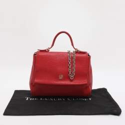 مملوكة مسبقًا CH Carolina Herrera Minuetto Small Red Leather Top Handle Bag 