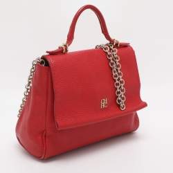 مملوكة مسبقًا CH Carolina Herrera Minuetto Small Red Leather Top Handle Bag 