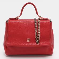 مملوكة مسبقًا CH Carolina Herrera Minuetto Small Red Leather Top Handle Bag 