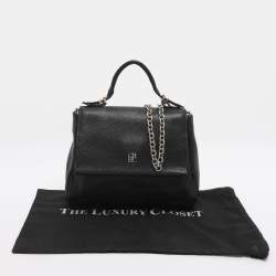 مملوكة مسبقًا حقيبة سي إتش كارولينا هيريرا مينييتو جلد أسود صغير بيد علوية