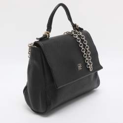 مملوكة مسبقًا حقيبة سي إتش كارولينا هيريرا مينييتو جلد أسود صغير بيد علوية